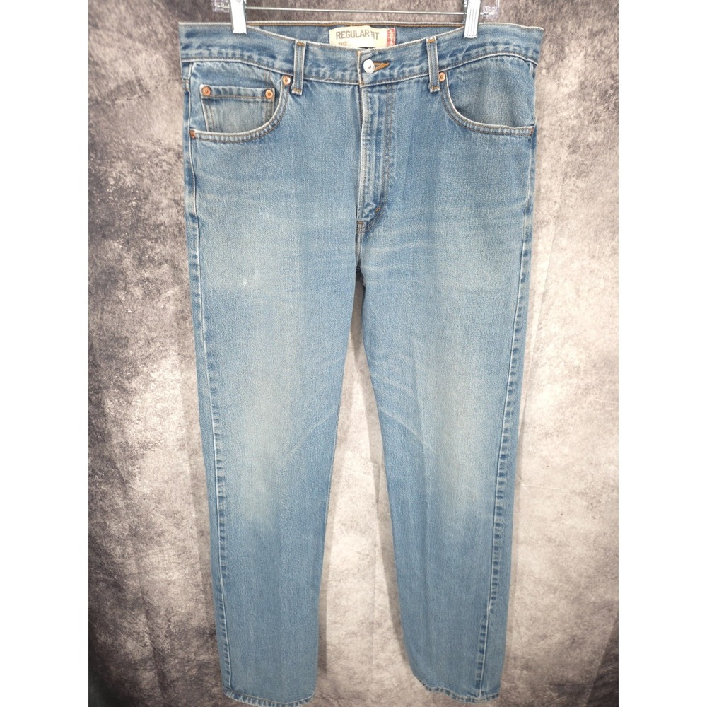 Levis 505 Jeans Mens 36 x 36 Blue Denim Regular Fit Straight Leg Medium Wash
